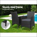 Gardeon 3pc Bistro Wicker Outdoor Furniture Set Black