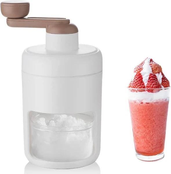 Denstyle Shaved Ice Machine Manual Ice Crusher Table-top Slushie Maker Portable Ice Machine with Ice Cube Trays