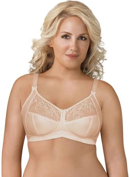 Exquisite Form Fully Soft Cup Wire-free Bra With Embroidered Mesh - Nude - 14C