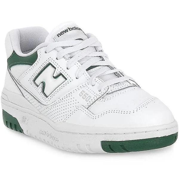 New Balance White & Green 550 Sneakers