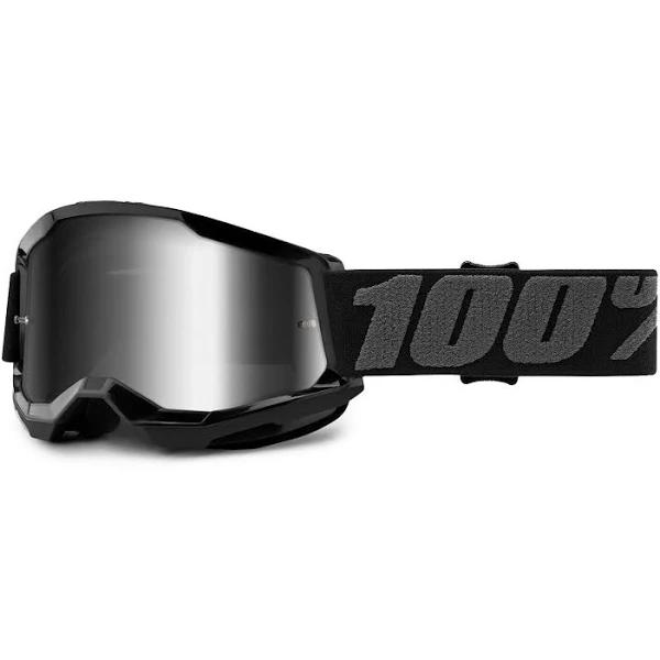 100 Percent Strata 2 Youth Goggles - Black Silver Mirror Lens