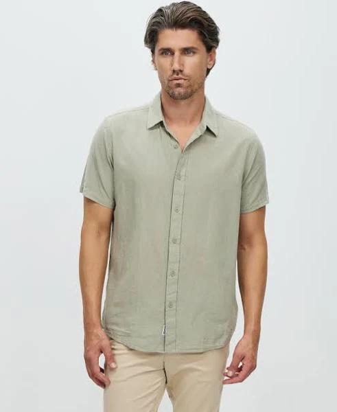 Staple Superior - Men's Green Shirts - Hamilton Linen LS Shirt - Size S at The Iconic