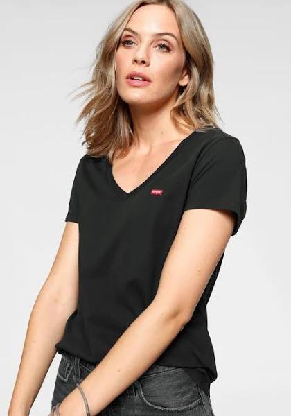 Levi's V Neck T-Shirt with Logo in Black