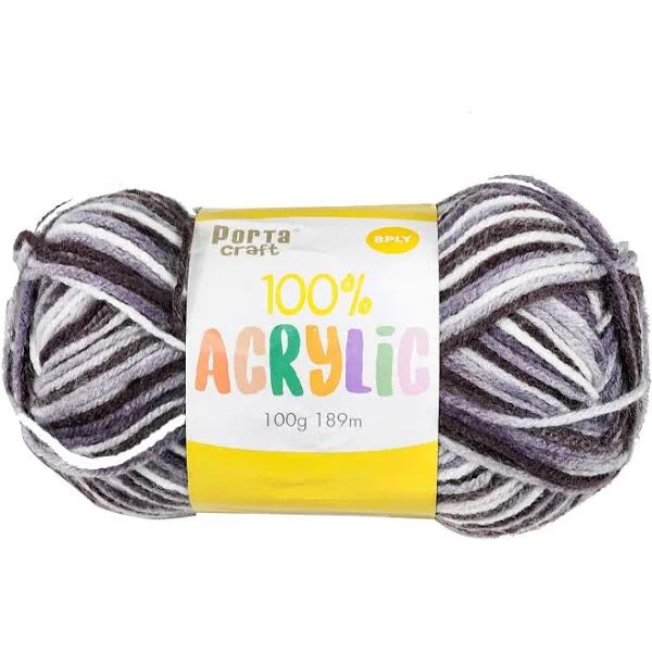 Acrylic Yarn 100g 189m 8ply - Variegated Charcoal