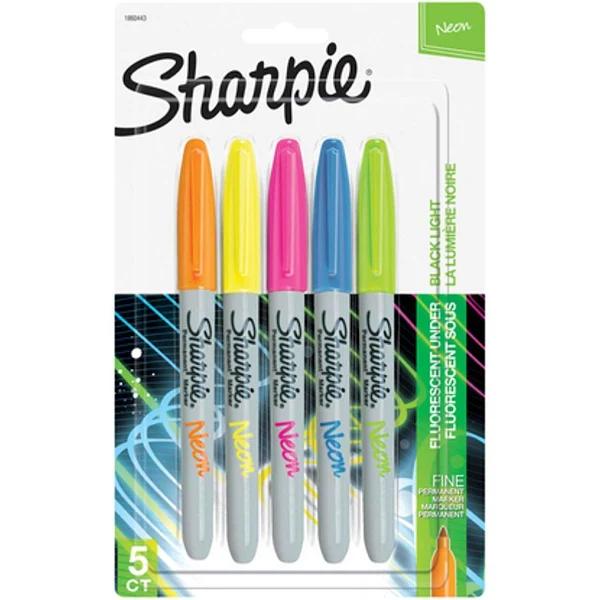 Sharpie 5 Pack Neon Fine Point Permanent Marker