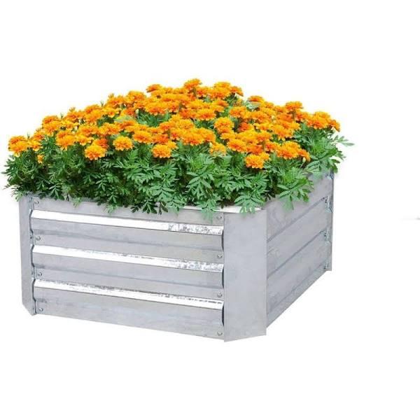 SOGA 90cm Square Galvanised Raised Garden Bed Vegetable Herb Flower Outdoor Planter Box METALBSIL516