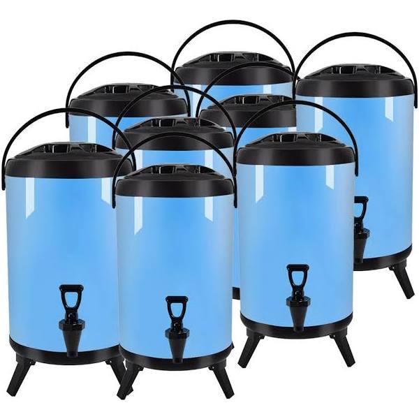 SOGA 8x 12L Stainless Steel Insulated Milk Tea Barrel Hot and Cold Beverage Dispenser Container With Faucet Blue