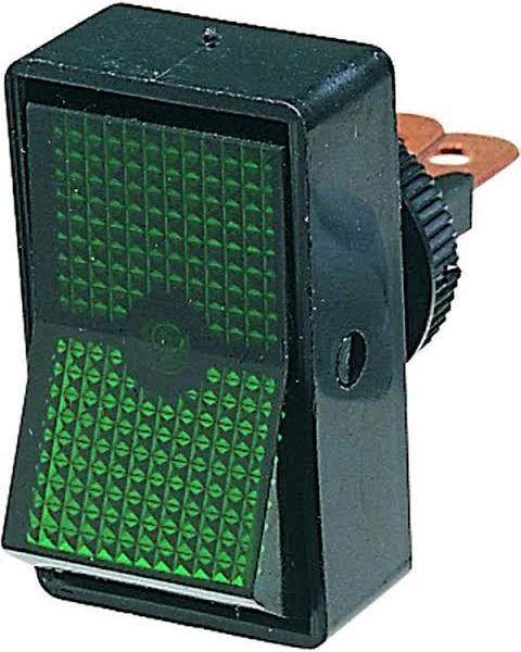 Hella Off-On Rocker Switch - Green Illuminated, 12V