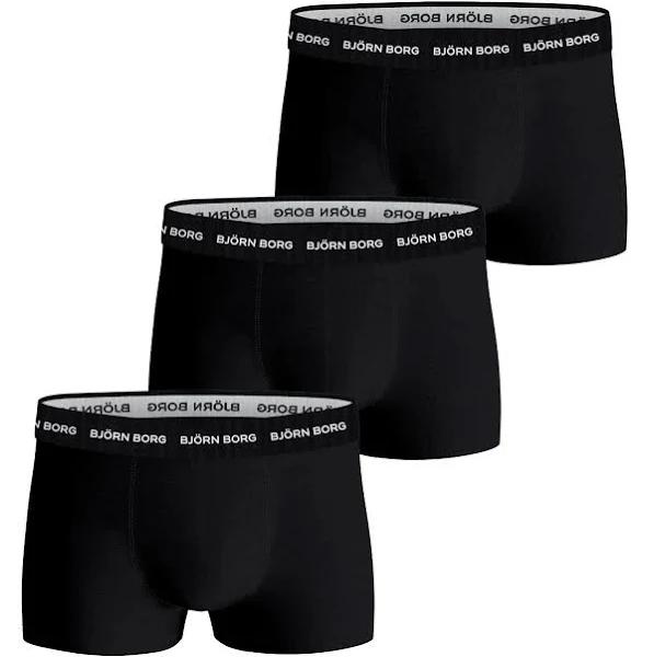 Mens Bjorn Borg Black Cotton Stretch Trunk 3 Pack - Black