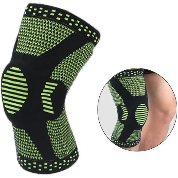 Winmax Professional Sports Knee Brace Fitness Spring Support Silicone Anti-collision Knee-BlackGreen - XL:75-100kg - AfterPay & zipPay Available