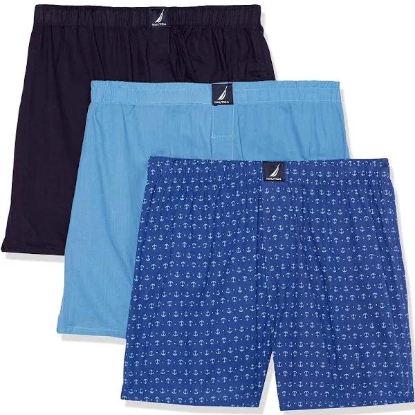 Nautica Men's Cotton Woven 3 Pack Boxer