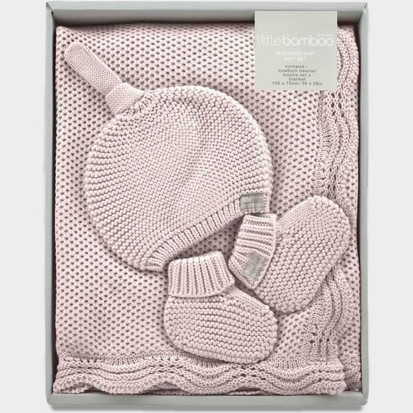 Little Bamboo Textured Knit Gift Set (Dusty Pink)