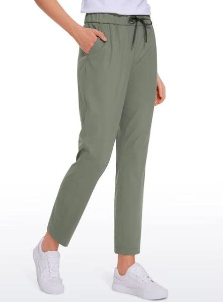 CRZ Yoga Women's Travel Slim Fit Stretch Drawstring 7/8 Pants 27'' Grey Sage / XS