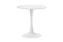 Oikiture 60cm Dining Table Kitchen Marble Tulip Round Metal Leg White