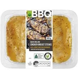 Woolworths BBQ Chicken Breast Steaks with A Honey Mustard Marinade 500g