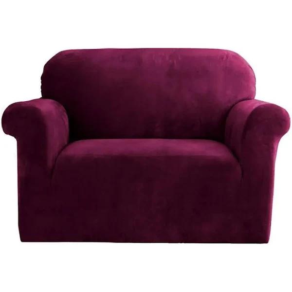 Artiss Velvet Sofa Cover Plush Couch Cover Lounge Slipcover 1 Seater Ruby Red