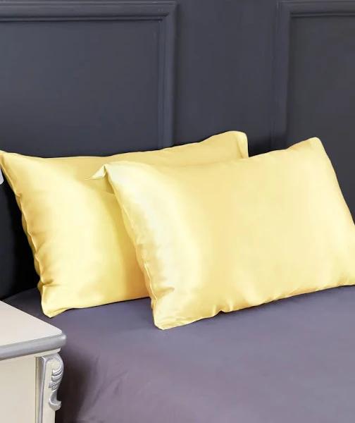 LILYSILK 100% Grade 6A 22 Momme Silk Pillowcases Yellow AU Machine Washable Naturally Hypoallergenic King (50 x 90cm)