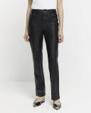 River Island Straight Leg PU Pants in Black