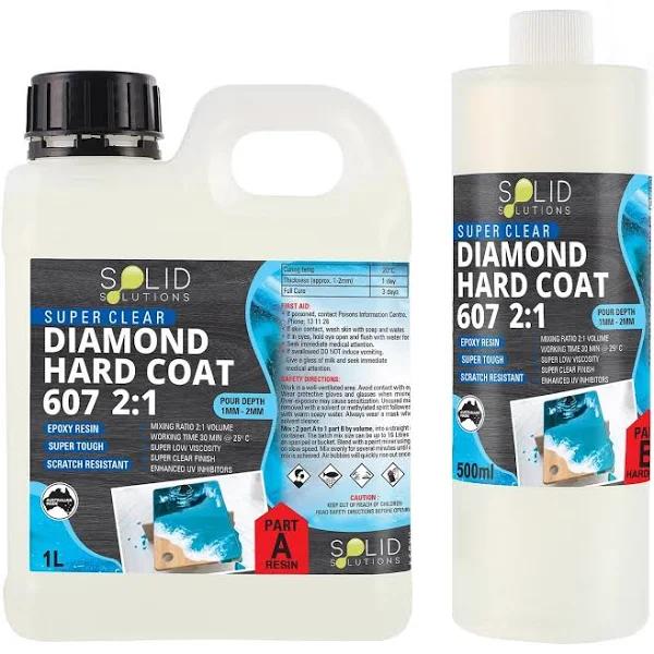 Solid Solutions Diamond Hard Coat 607 UV Resistant Premium Epoxy Resin 2:1 1.5 Litre Kit