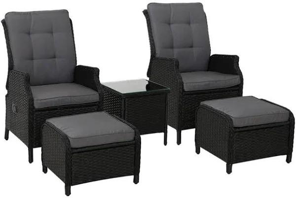 Gardeon Recliner Chairs Sun Lounge Setting Outdoor Furniture Patio Garden Wicker