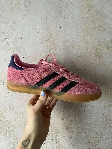 Adidas Gazelle Indoor Bliss Pink Purple (Women's) Shoes in Bliss Pink/Core Black/Collegiate Purple (Size 6)