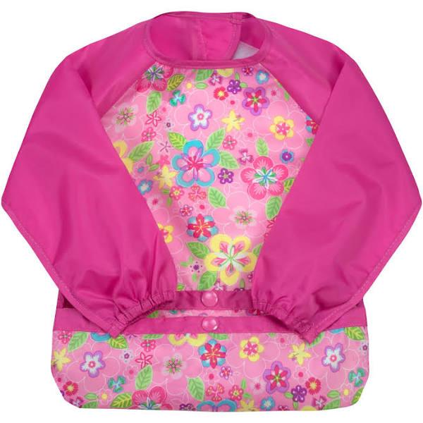 Snap & Go Easy-wear Long Sleeve Bib Pink Flower Field / 12-24Months