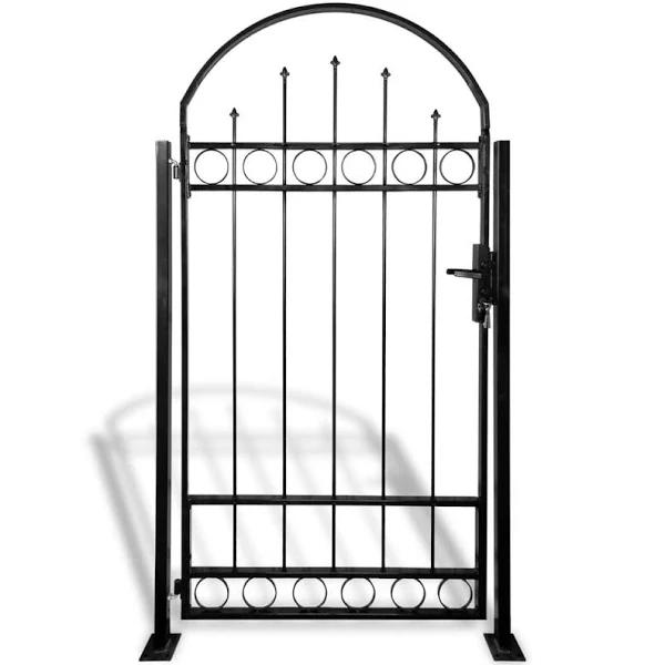 vidaXL Fence Gate with Arched Top and 2 Posts 100x200 cm