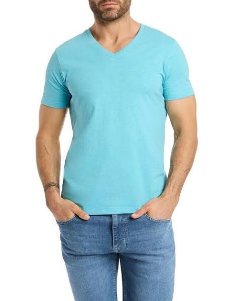 Marcs Arnie V Neck Tee in Blue Marle Blue XS