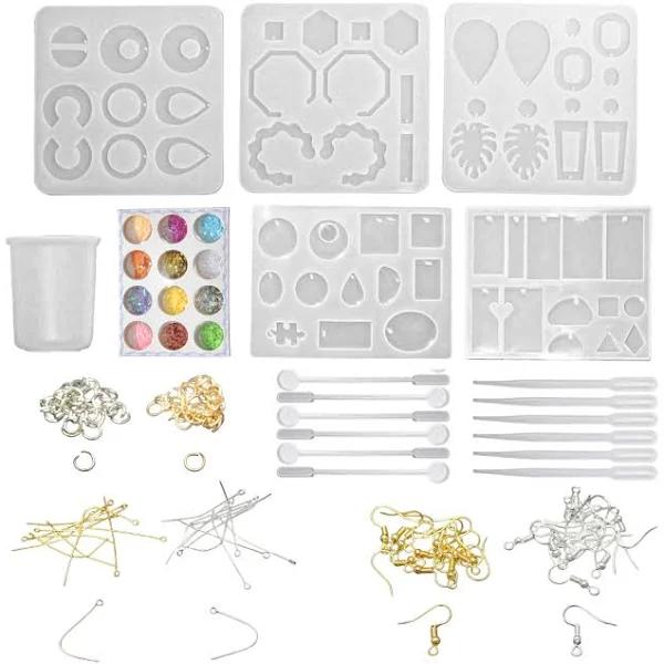 330pce Resin Casting Art Kit DIY Silicone Molds Earrings Jewellery Making Tool Set