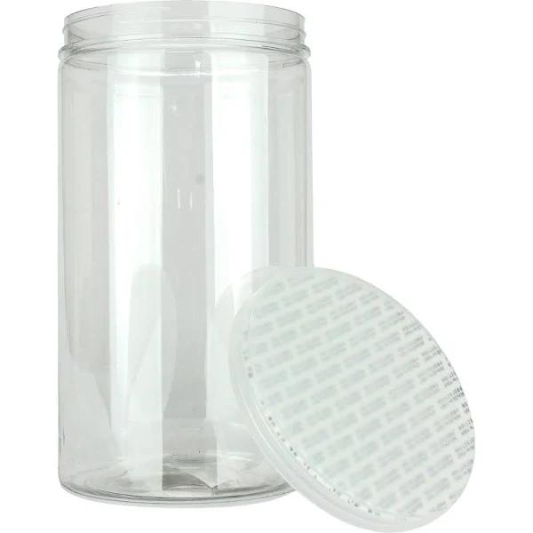 Clear Plastic Round Screw Top Jar Container 1250ml Home Bathroom Craft Storage