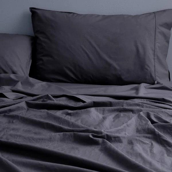 Canningvale Vintage Softwash Deep Sheet Sets - Charcoal, Deep Queen, Softwash