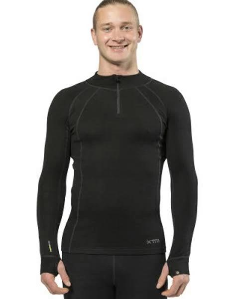 XTM Adult Male Thermal Tops Merino Mens Zipneck 230gsm Black - 3XL