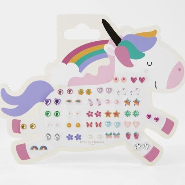 Kmart 30 Pack Stick-on Earrings - Unicorn And Rainbow