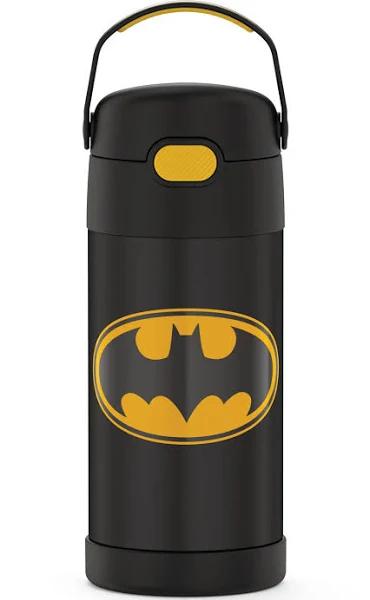 Thermos Funtainer Water Bottle with Straw - 12 Ounce, Batman - Kids Stainless Steel Vacuum Insulated Water Bottle with Lid