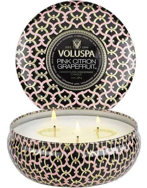 Voluspa 3 Wick Decorative Tin Candle - Pink Citron Grapefruit 340g