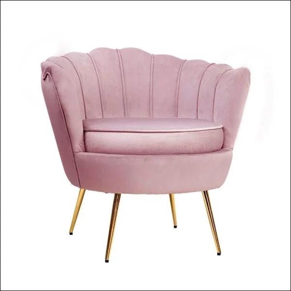 Pink Velvet Armchair - Retro Accent Chair