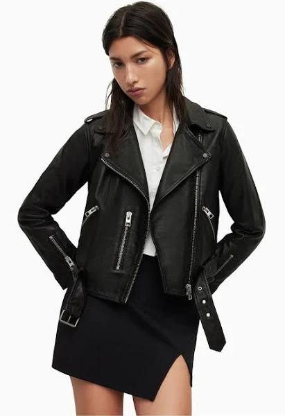 AllSaints Leather Balfern Biker Jacket - Black - 6