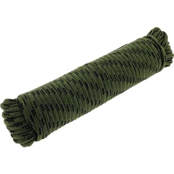 Hulk 4x4 Durable Diamond Braid Poly Rope - Black/Olive 30m