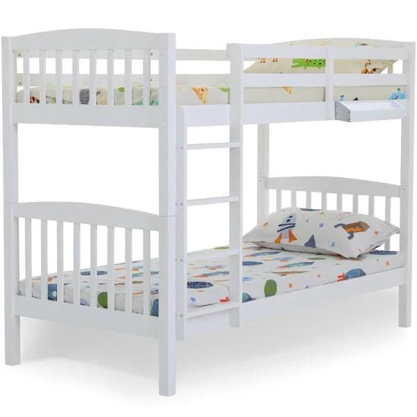 NNEMB Single Modular Wood Kids Bunk Bed Frame-White