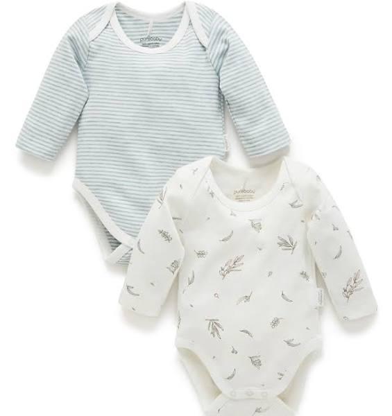 Purebaby 2 Pack Easy Neck Long Sleeve Bodysuit - Infant