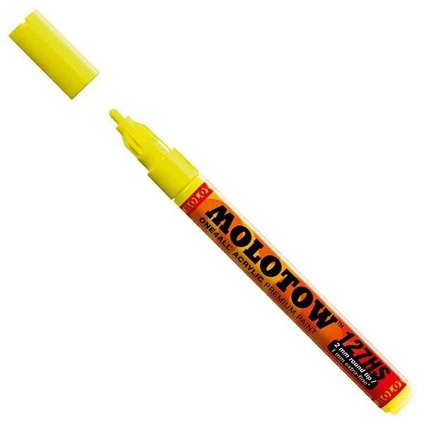 MOLOTOW ONE4ALL Acrylic Paint Marker, 2mm, Neon Yellow Fluorescent, 1 Each (127.229)