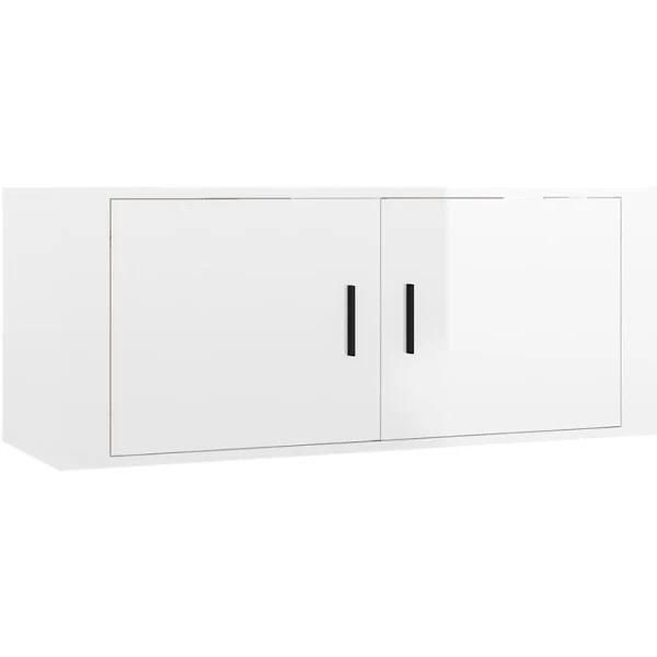 NNEVL Wall Mounted TV Cabinet High Gloss White 100x34.5x40 cm