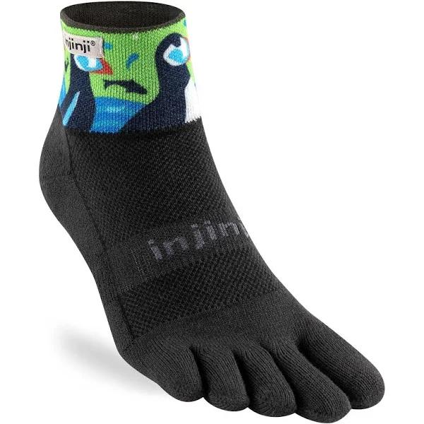 Injinji Artist Designed Men's Trail Mini-Crew Toesocks Puffins / Large