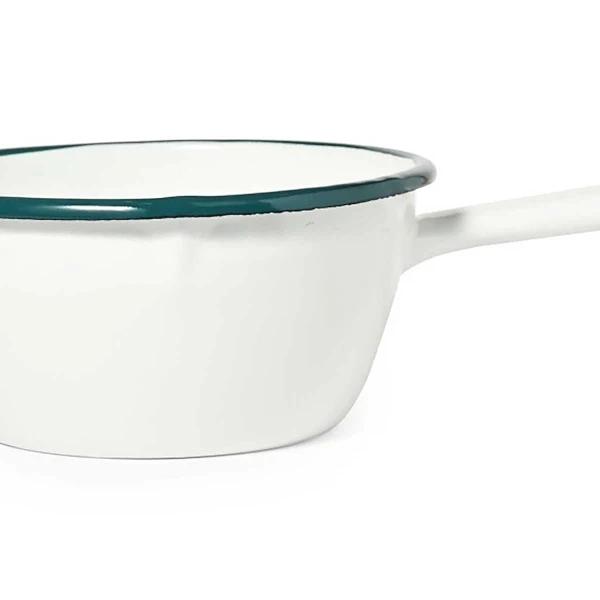 St Clare Enamel Milk Pan White & Green Dimensions - 16cm