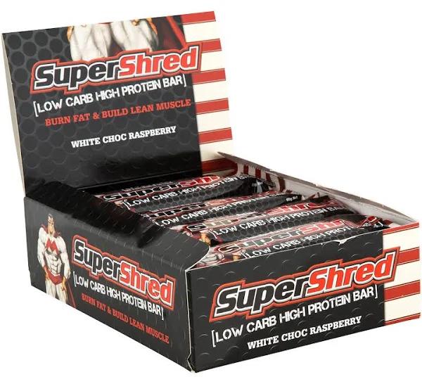 Maxs SuperShred Bar 12/Box White Choc Raspberry