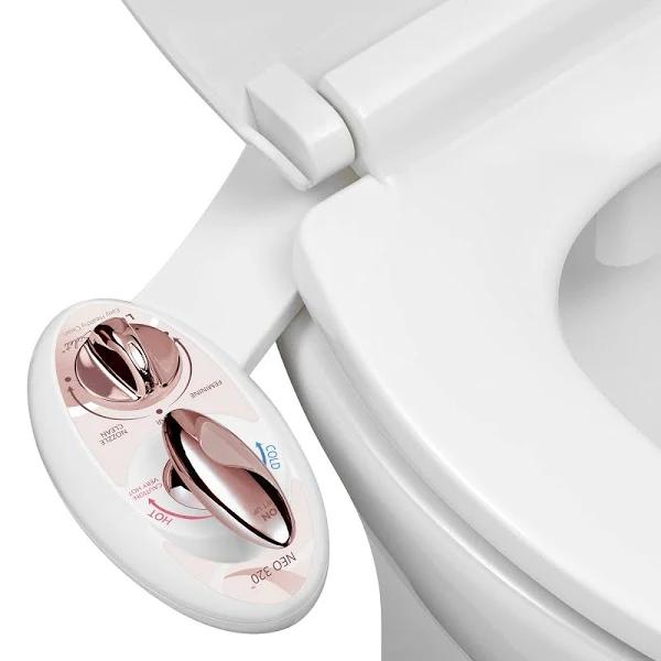 Luxe Bidet Neo 320 - Self Cleaning Dual Nozzle - Hot and Cold Water Non-electric Mechanical Bidet Toilet Attachment (Rose Gold), (BidetNeo120rg)