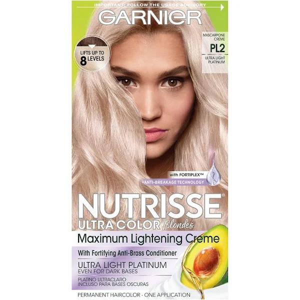 Garnier Nutrisse Ultra Color Nourishing Hair Color Creme, Mascarpone Creme PL2, 1 Kit