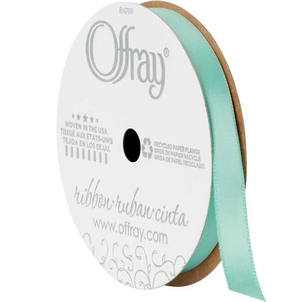 Offray Single Face Satin Ribbon 3/8"X18'-Aqua