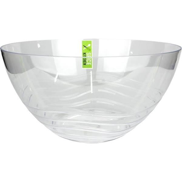 Clear Plastic Wave Design 4L Serving Snack Salad Bowl 25cm Outdoor Party