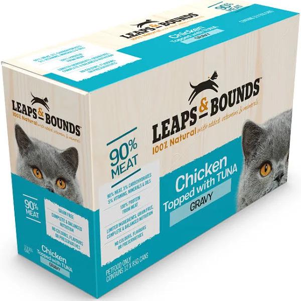 Leaps & Bounds Chicken Top wTuna in Gravy Cat Can 85gx12